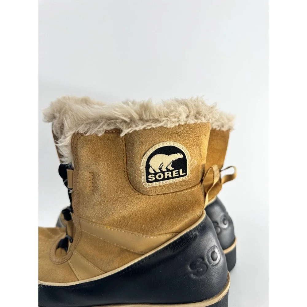 Sorel‎ Tivoli II Boots Women 7.5 Tan Suede Waterproof Faux Fur NL2089-373